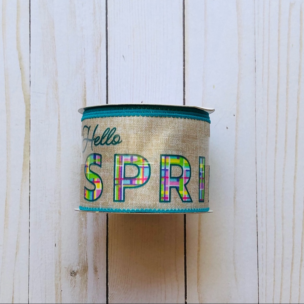 Hello Spring Burlap Ribbon - Picture 1 of 6